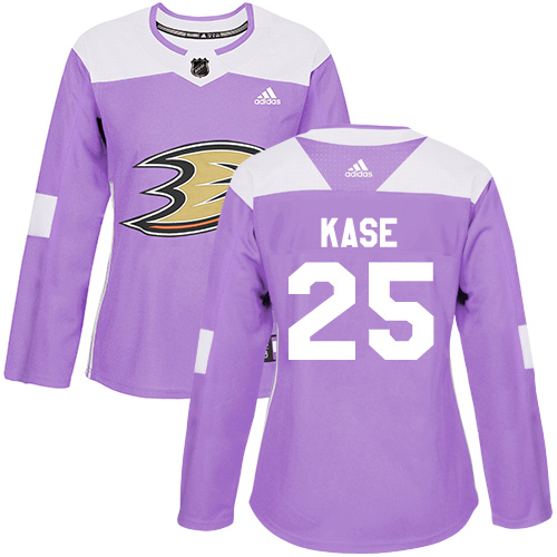 Adidas Ducks #25 Ondrej Kase Purple Authentic Fights Cancer Women's Stitched NHL Jersey